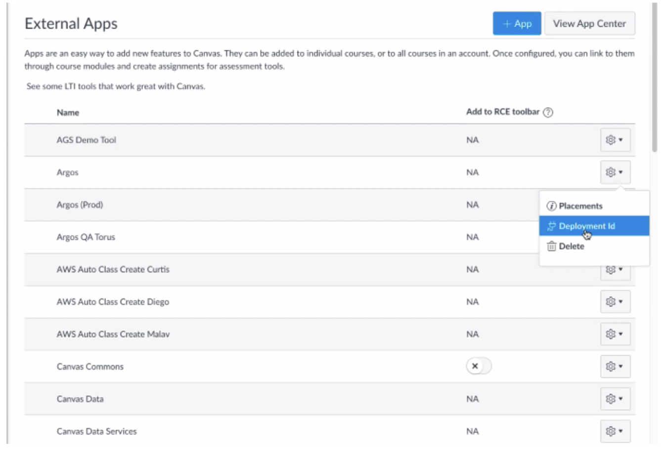 Argos Canvas LTI 1.3 Configuration