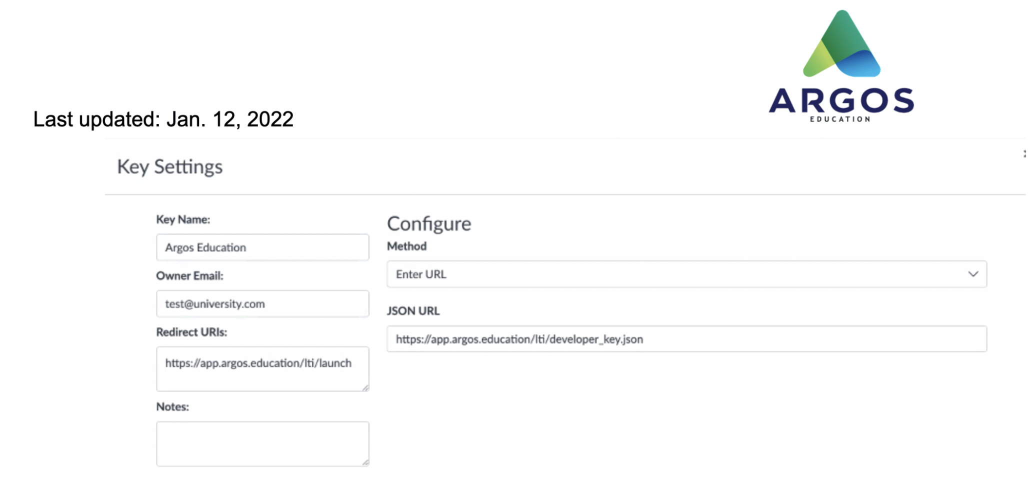 Argos Canvas LTI 1.3 Configuration