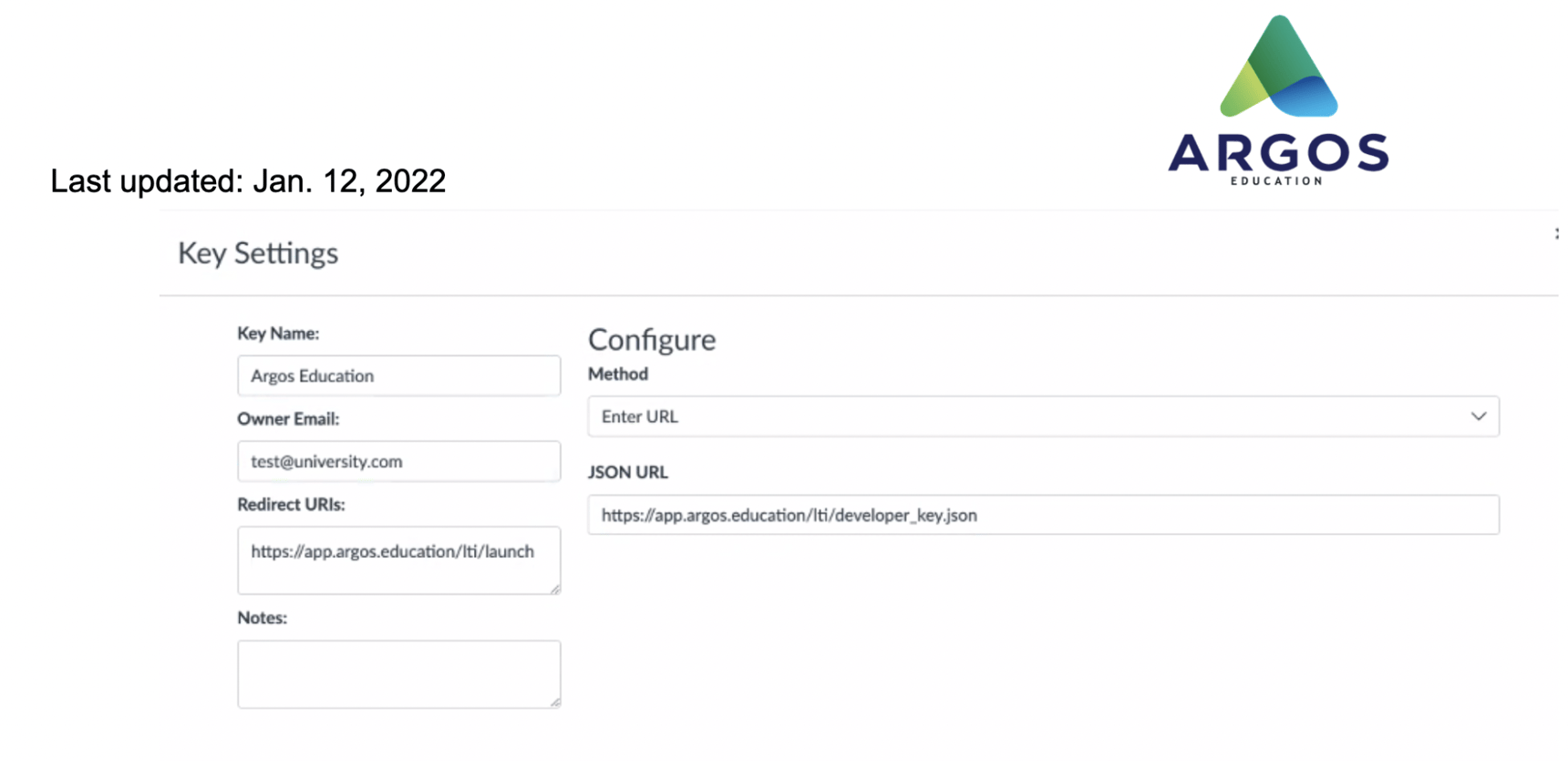 Argos Canvas LTI 1.3 Configuration