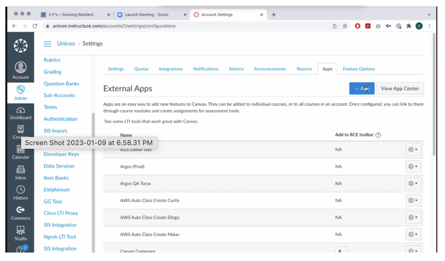 Argos Canvas LTI 1.3 Configuration